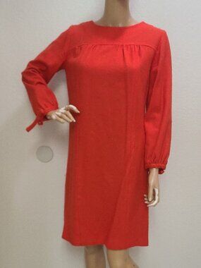 VINTAGE 1960s CALIFORNIA SOPHISTICATES WOVEN-TEXTURE SHIFT DRESS TIE SLEEVE sz M